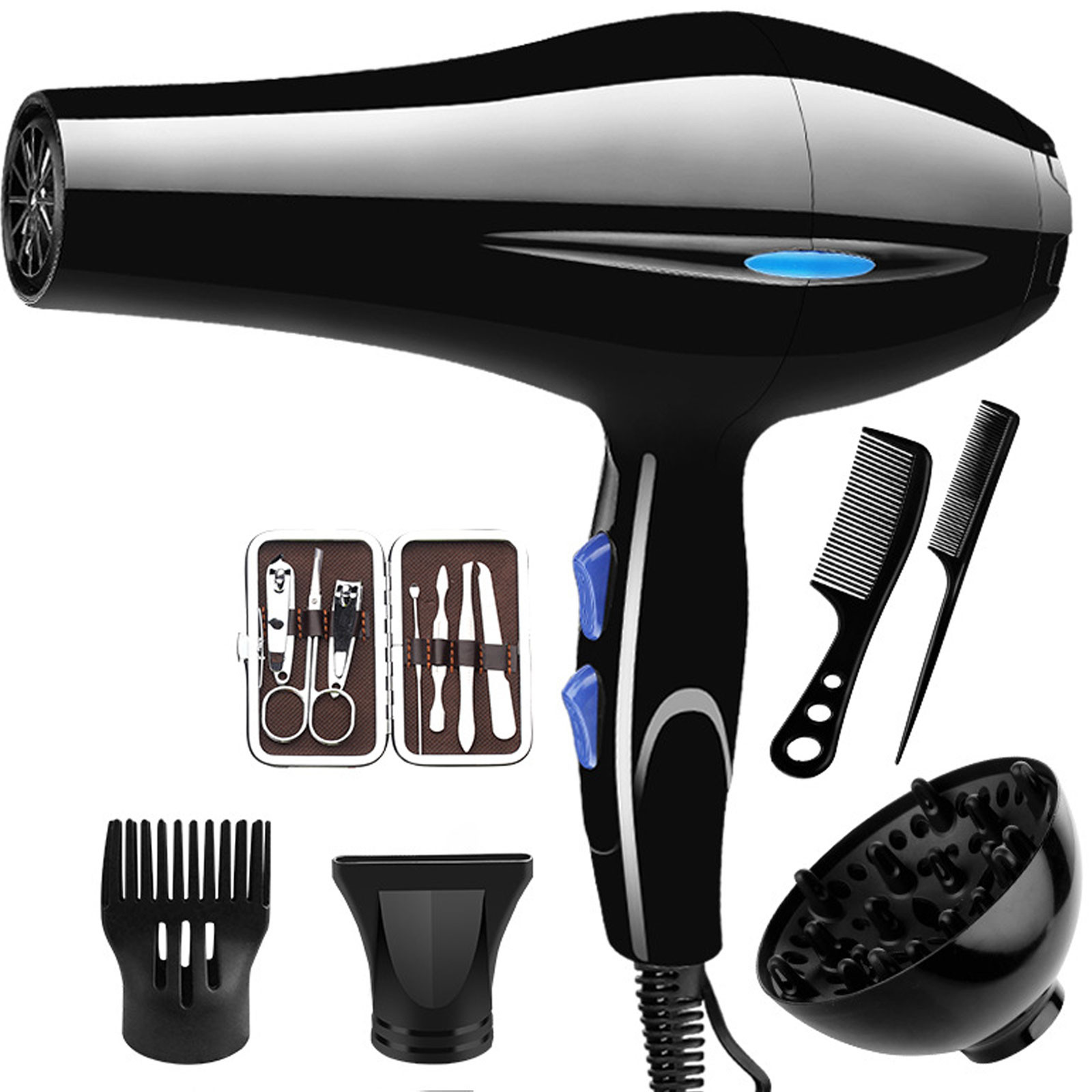 Hair Dryer, Blown Away Ionic Hair Dryer for Hair with Diffuser, Fast Drying Blow Dryer, Attachments for All Hair Types, Light and Quiet Travel Hairdryer