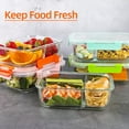 thumbnail image 6 of Divided Glass Storage Containers with Silicone Sleeve for Lunch, Glass Meal Prep Containers 2 Compartment with Lids (5 Pack, 34oz), Leak-Proof Portion Control Food Containers, Dishwasher Safe, 6 of 8