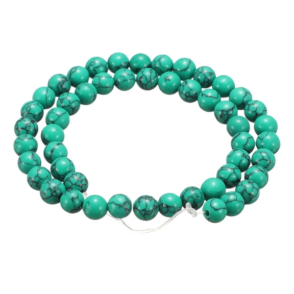 Uxcell 50pcs Natural Stone Beads 6mm Turquoise Round Gemstone Stone Loose Beading Real Genuine Smooth Balls Bead for Jewelry Making Bracelets Necklace Earrings DIY