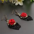 thumbnail image 6 of Soumake 1 Pair Women Fashion Lace Red Rose Hollow Dangle Hook Earrings Jewelry Gift, 6 of 8