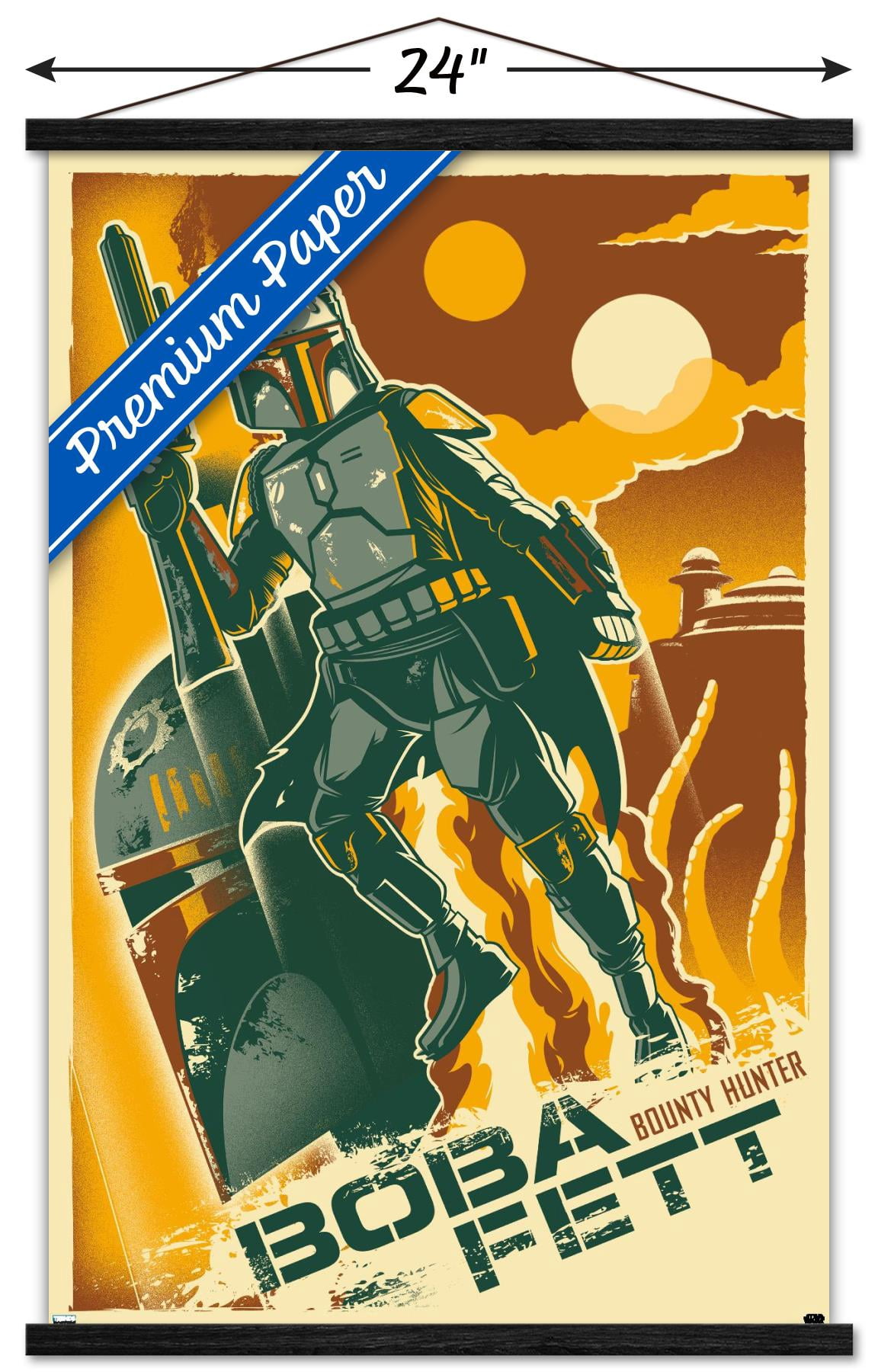 Star Wars: Saga - Boba Fett - Two Suns Wall Poster with Wooden Magnetic Frame, 22.375" x 34"