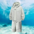 thumbnail image 3 of Short Sets for Men Lightweight Sun Protection Long Sleeve Zip Up Hooded Jacket and Shorts 2 Piece Matching Set Summer Outfits, 3 of 6