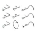 thumbnail image 4 of Chok 20g Stainless Steel Nose Rings Hoop L Shape Nose Studs Nose Screw Bone Silver Pack for Women Men 21 Pcs, 4 of 5