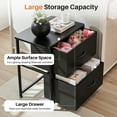 thumbnail image 3 of Beddle Nightstand Set of 2, End Table Side Table with 2 Fabric Drawers Bedside Table for Bedroom,Dorm,Black, 3 of 7