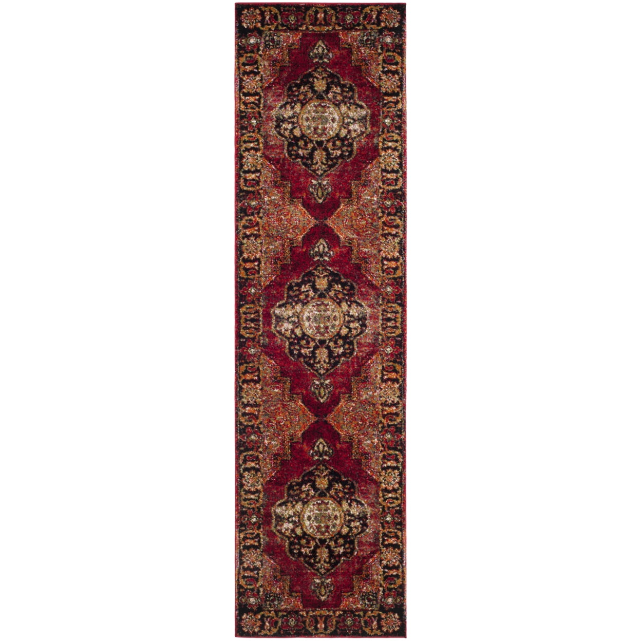 SAFAVIEH Vintage Hamadan Tahnee Traditional Area Rug, Red/Multi, 6'7" x 6'7" Round