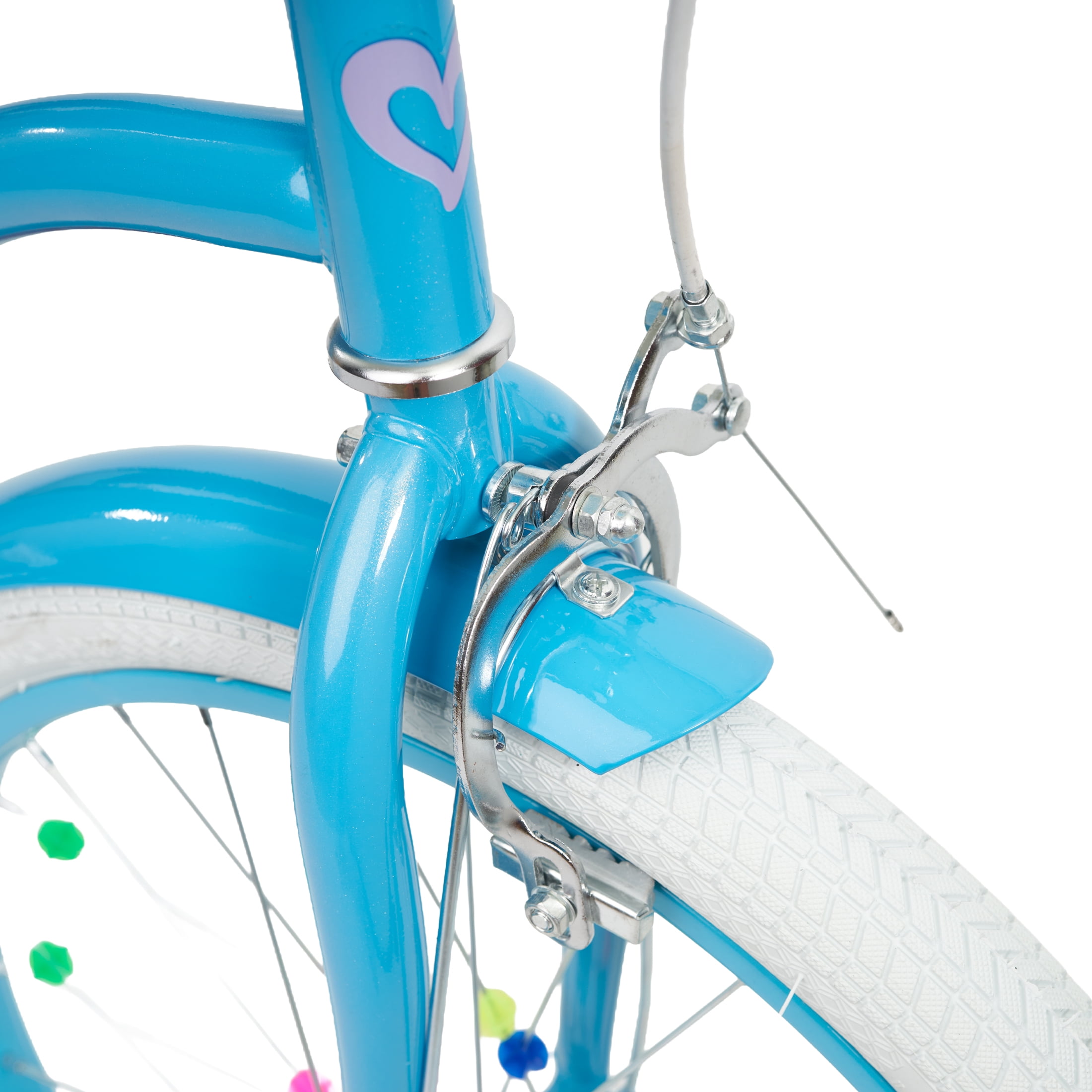 Justice Coastline Classics 20” Blue Glitter Cruiser Kids’ Bike with Spoke Charms & Bike Pouch