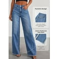 thumbnail image 3 of PRETTYGARDEN Wide Leg Jeans for Women Trendy High Waisted Stretchy Baggy Raw Hem Denim Palazzo Pants with Pockets, 3 of 8