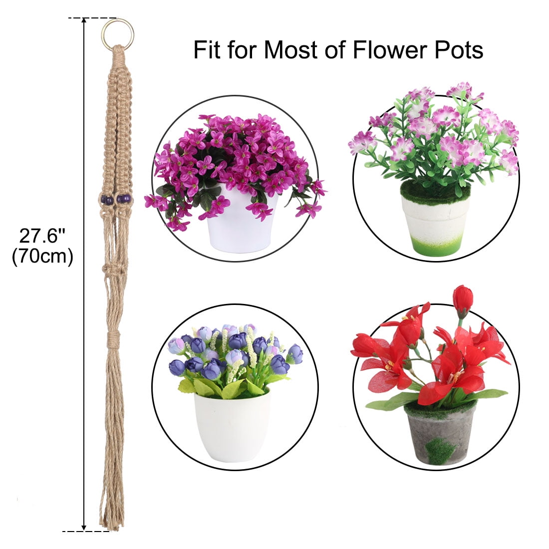 Unique Bargains Handmade Pot Holder Plant Hanger Hanging Rope Basket 2pcs