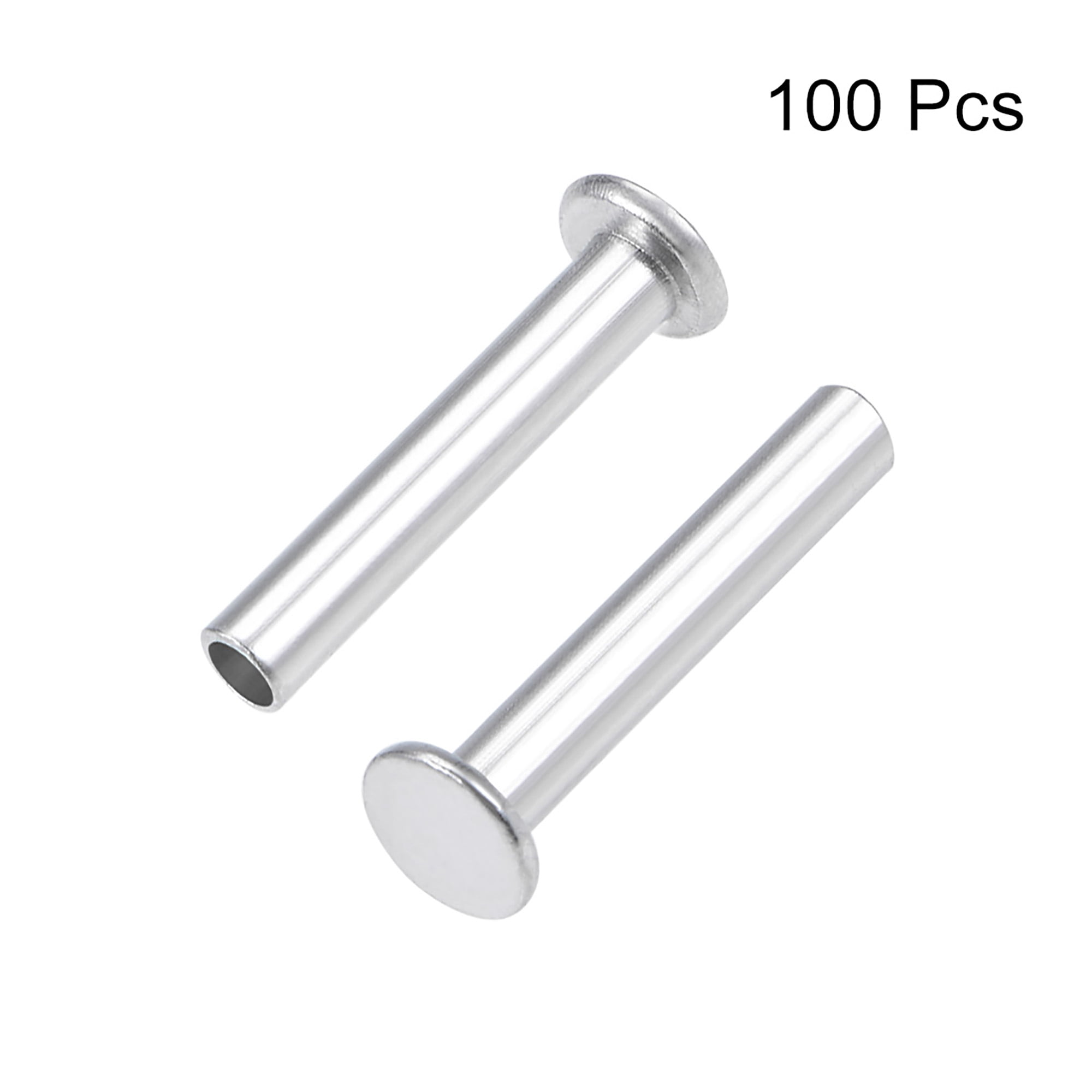 uxcell 100 Pcs 2mm x 4mm Aluminum Flat Head Semi-Tubular