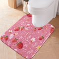 thumbnail image 3 of U-Shaped Toilet Mat Plush Bathroom Rug Mat Non Slip Bathroom Mats Candy Cane and Strawberry Pattern, 3 of 5