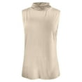 thumbnail image 4 of HUANBAI Women‘s Ribbed High Neck Sleeveless Tank Top Stretch Soft Comfort Fit Wear Solid Color Basic Shirt Basic Sleeveless Tank Tops, 4 of 5