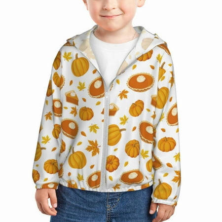 

Gaeub Pumpkin Maple Leaves Print Athletic Sun Protection Hoodie for Kids Long Sleeve Outdoor UV Shirt Running Fishing Top for Boys Girls-18 Months