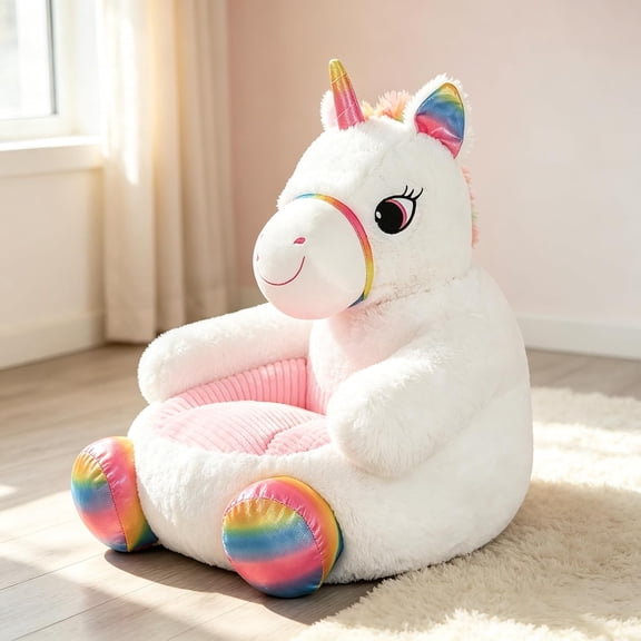 Cute Sofa Seat Unicorn Chair Bean Bag Chair Seat, Armrest Chair Sofa, Animals Seat Cushion for Play Room, Comfortable Animal Shaped Cushion for Home Bedroom Decoration