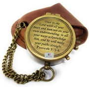 NauticalMart Brass Compass Trust in The Lord with All Your Heart Engraved Compass, Proverbs 3: 5-16" Gifts, Confirmation Gift Ideas, Religious Gifts, Missionary Gifts
