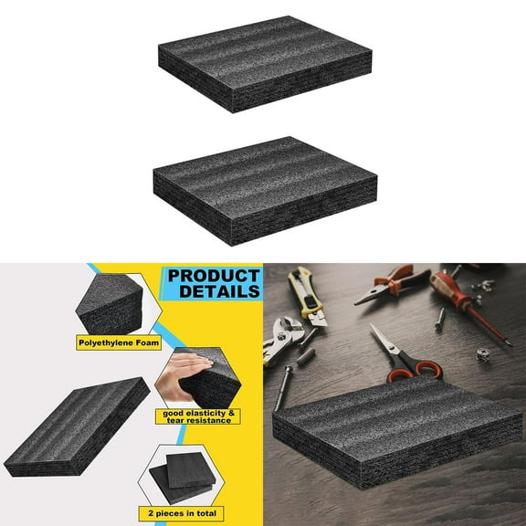 balikha Set of 2 Cuttable Foam Insert Drawer Foam Liner for Toolbox Camera Storage