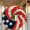 thumbnail image 6 of Nkmbld 4th of July Wreaths for Front Door, Red White Blue Round Shape Flower Wreath for Independence Day Memorial Day Flag Day Indoor Outdoor Decor, 6 of 8