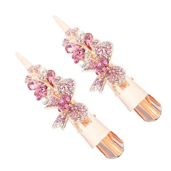 2pcs Large Rhinestone Bow Hair Clips Decorative Non Slip Alligator Hairpins Duck Billed Hair Barrettes Hair Styling Tool For For Women Girl Hair Accessories