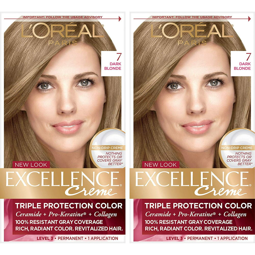 L Oréal Paris Excellence Créme Permanent Hair Color 7 Dark Blonde 2 Count 100 Gray Coverage