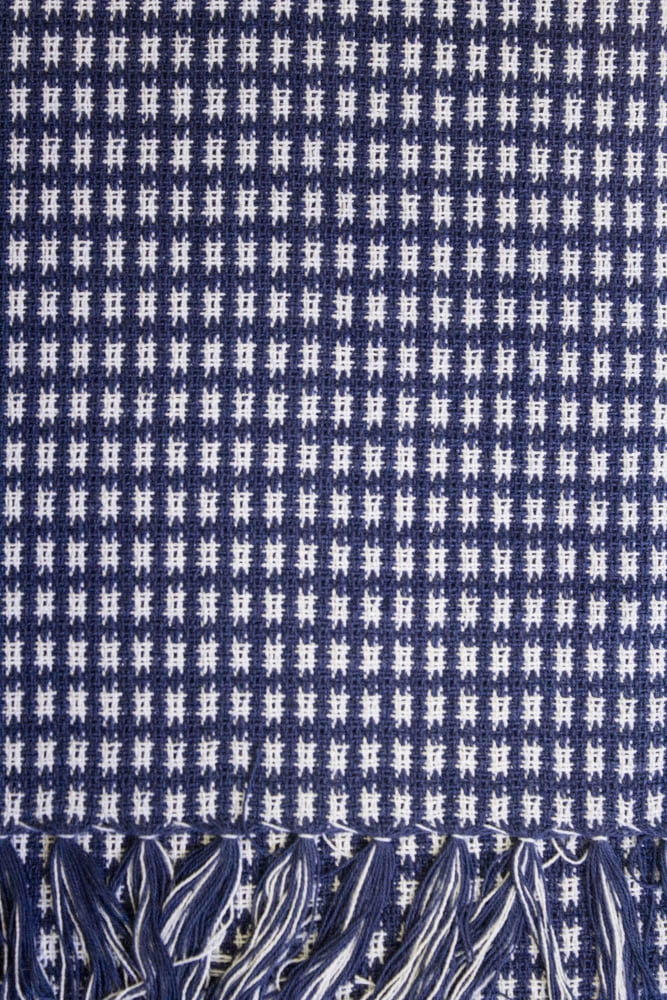 Homespun Check 100% Cotton Woven Fringed Tablecloth 60"X120", Marine