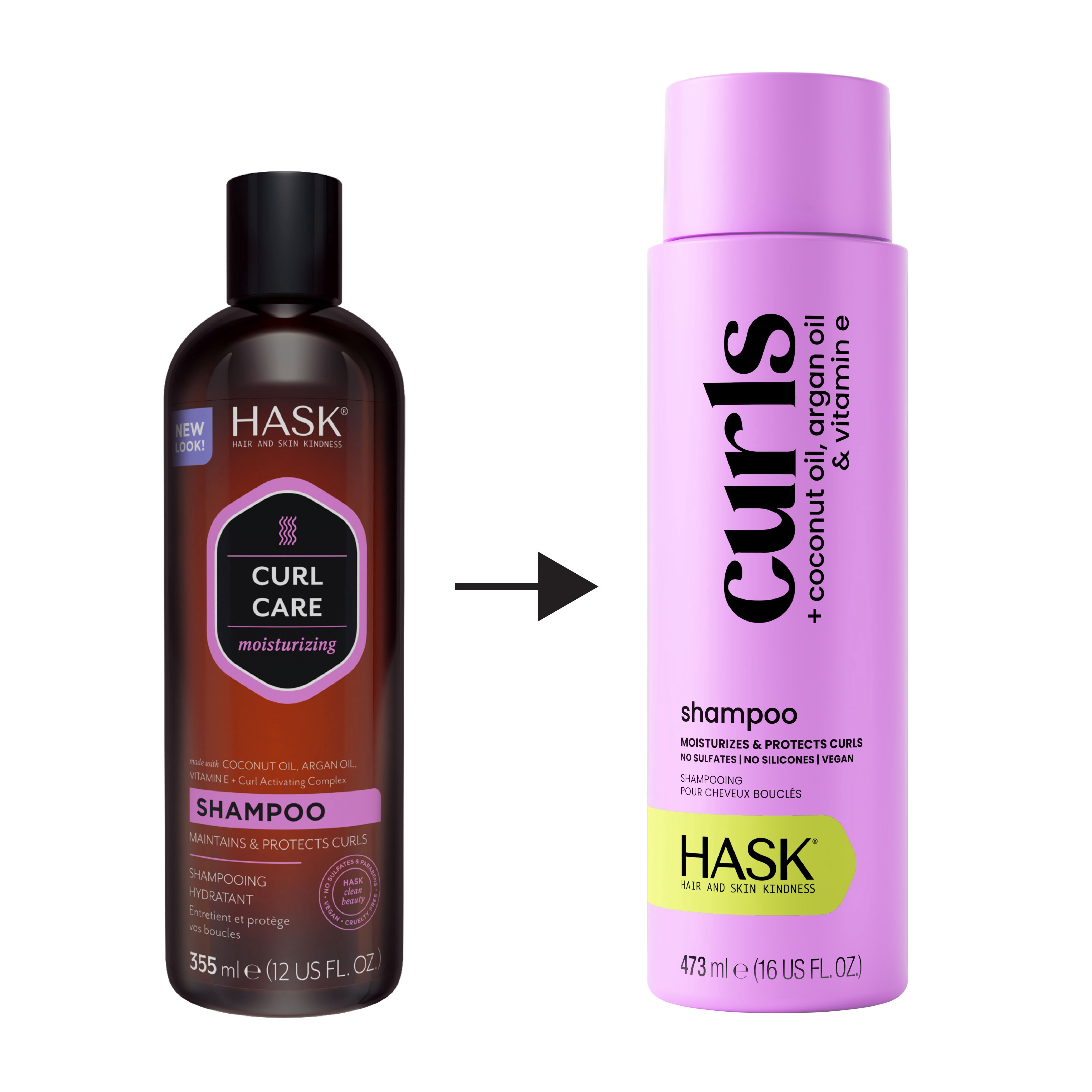 HASK Curls + Argan, Coconut & Vitamin E Oils Shampoo, 16 fl oz