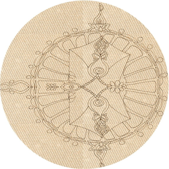 Ahgly Company Machine Washable Indoor Round Transitional Moccasin Beige Area Rugs, 8' Round