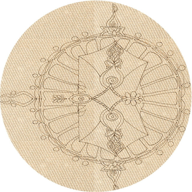 Ahgly Company Machine Washable Indoor Round Transitional Moccasin Beige Area Rugs, 5' Round