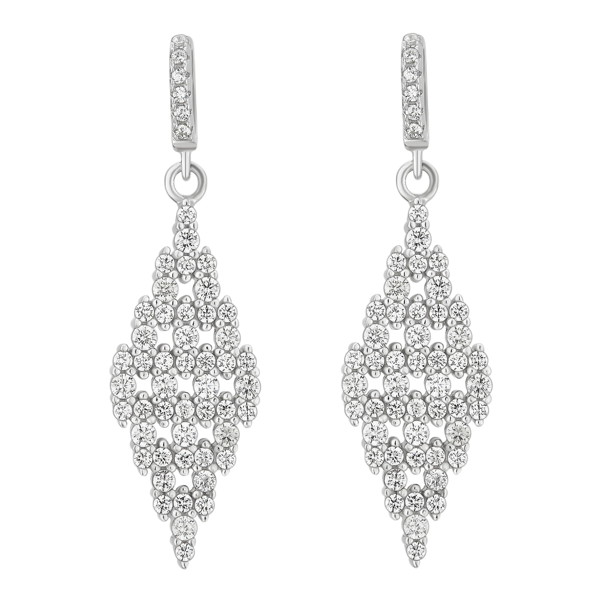 Arista 2 1/2 Carat T.W. White Cubic Zirconia Women's Dangling Earrings in Sterling Silver