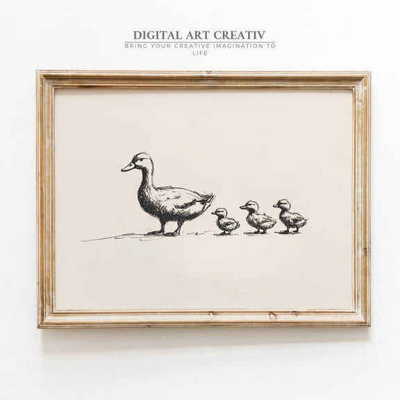 Vintage Duck Sketch Art Print Baby Animal Nursery Poster Farmhouse Goose And Ducklings Wall Dã©Cor Vintage Design UNFRAMED Poster, Wall Art for Decor, Present, 8x12