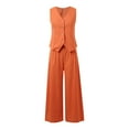 thumbnail image 5 of Trendy Women's Trousers Suit Set with Sleeveless Vest and Wide Leg Pants for Casual Styling, 5 of 8