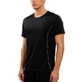 thumbnail image 1 of Ceisia Men's Slim Fit Quick-Dry Athletic T-Shirt with Contrast Piping and Mesh Ventilation Black L Gifts, 1 of 8