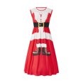 thumbnail image 6 of Christmas Dress for Women, Christmas Style Pattern Lace Sleeveless Round Neck Midi Dress for Holiday Christmas Party, 6 of 9