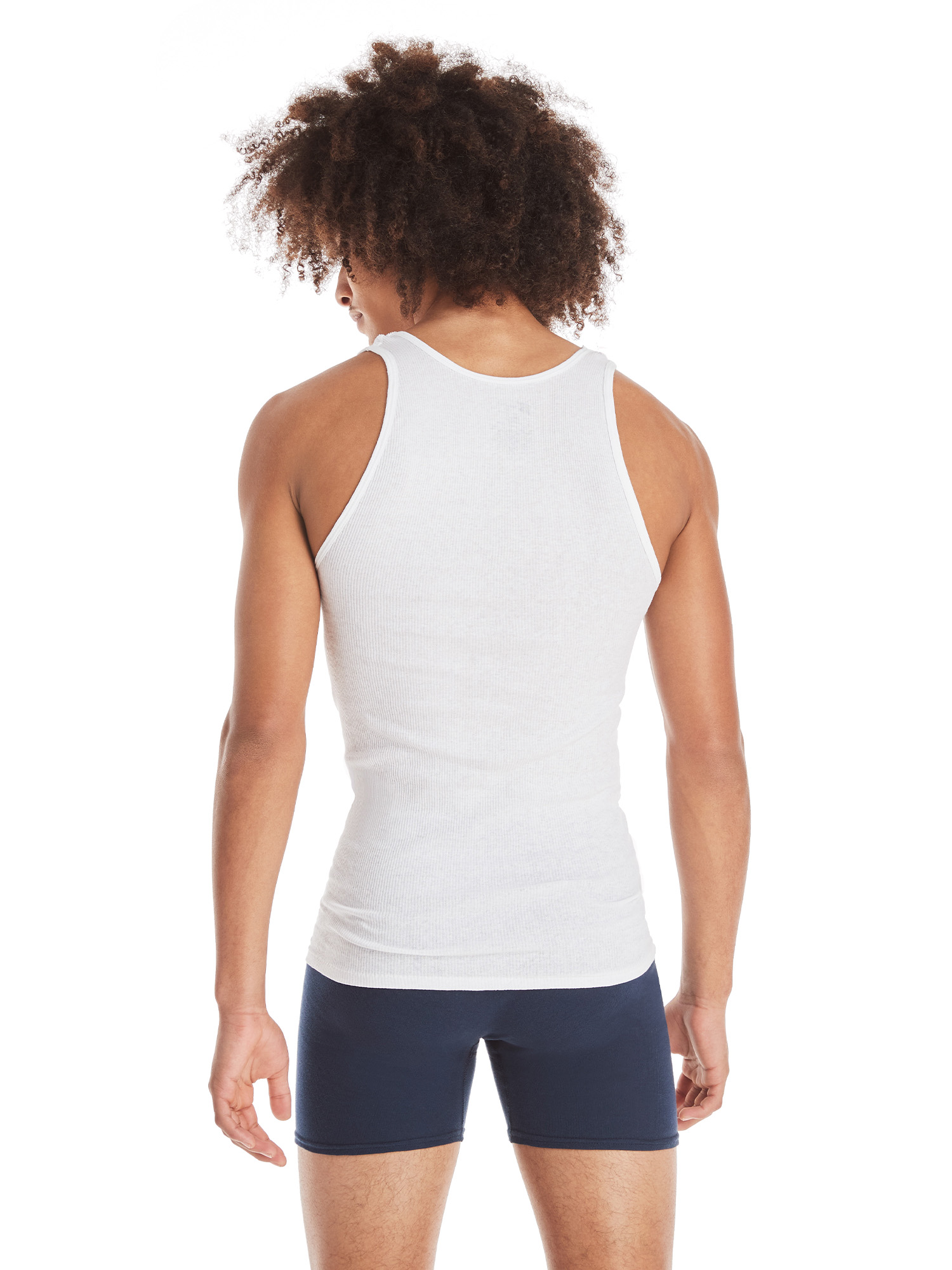Hanes Men's Tank Top Undershirt Pack in White, Ribbed Moisture-Wicking Cotton, 6-Pack - image 5 of 10