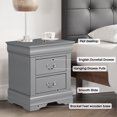thumbnail image 2 of Modern Grey Solid Wood Nightstand with 2 Drawers, Sleek Bedside Table for Bedroom or Living Room, 2 of 9