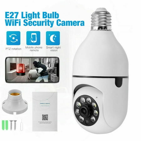 

Light Bulb Camera - 1080P Wireless 2.4Ghz 360 Degree E27 Panoramic IP Camera Security Cameras with Floodlight Night Vision Human