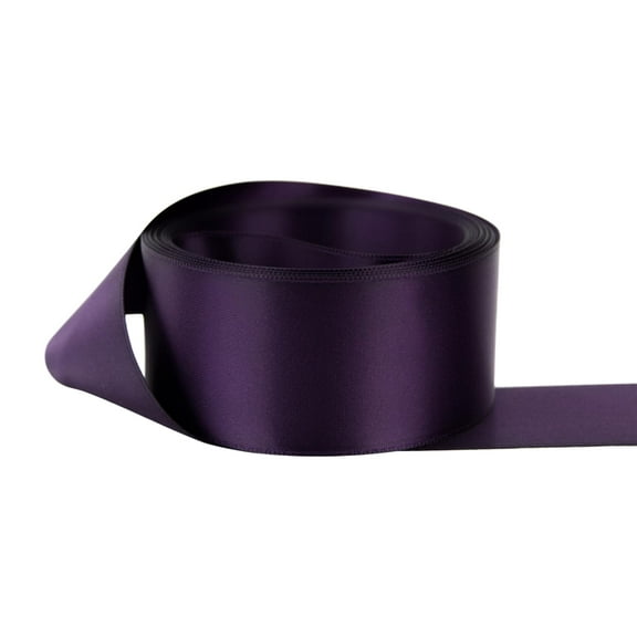 Ribbon Bazaar Double Faced Satin 3/8 inch Eggplant 50 yards 100% Polyester Ribbon