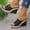 Black, variant on Womens Casual Wedge Sandals Slip On Backless Mules with 4 Inch Heel, Breathable Fabric Upper & Non-Slip Sole, Black,Size 6