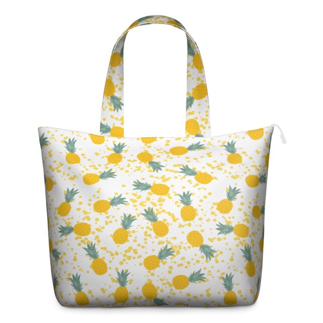 Tropical Pineapple Lover Weekender Bag with Hawaiian Fruit Prints Large Capacity Travel Tote Bag with Fresh Plant Sunshine Patterns, Lightweight Multipurpose