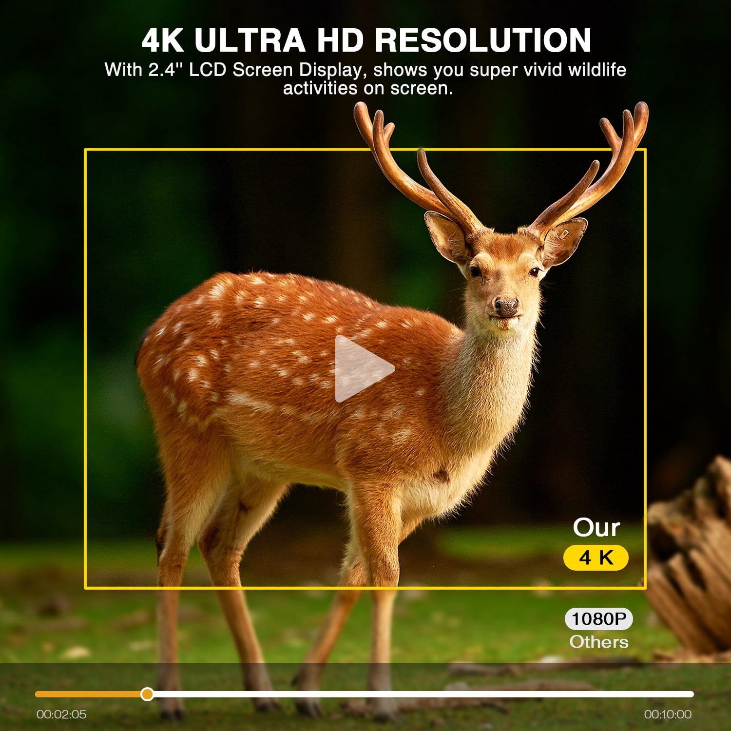 Trail Camera 4K Game Camera,WiFi Bluetooth Connection,Trail Cameras with Night Vison Motion Activated Waterproof for Wildlife Deer Outdoor Trigger Time
