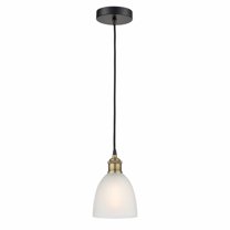 Innovations Lighting Castile - 1 Light 6" Cord Hung Mini Pendant Black Antique Brass/White