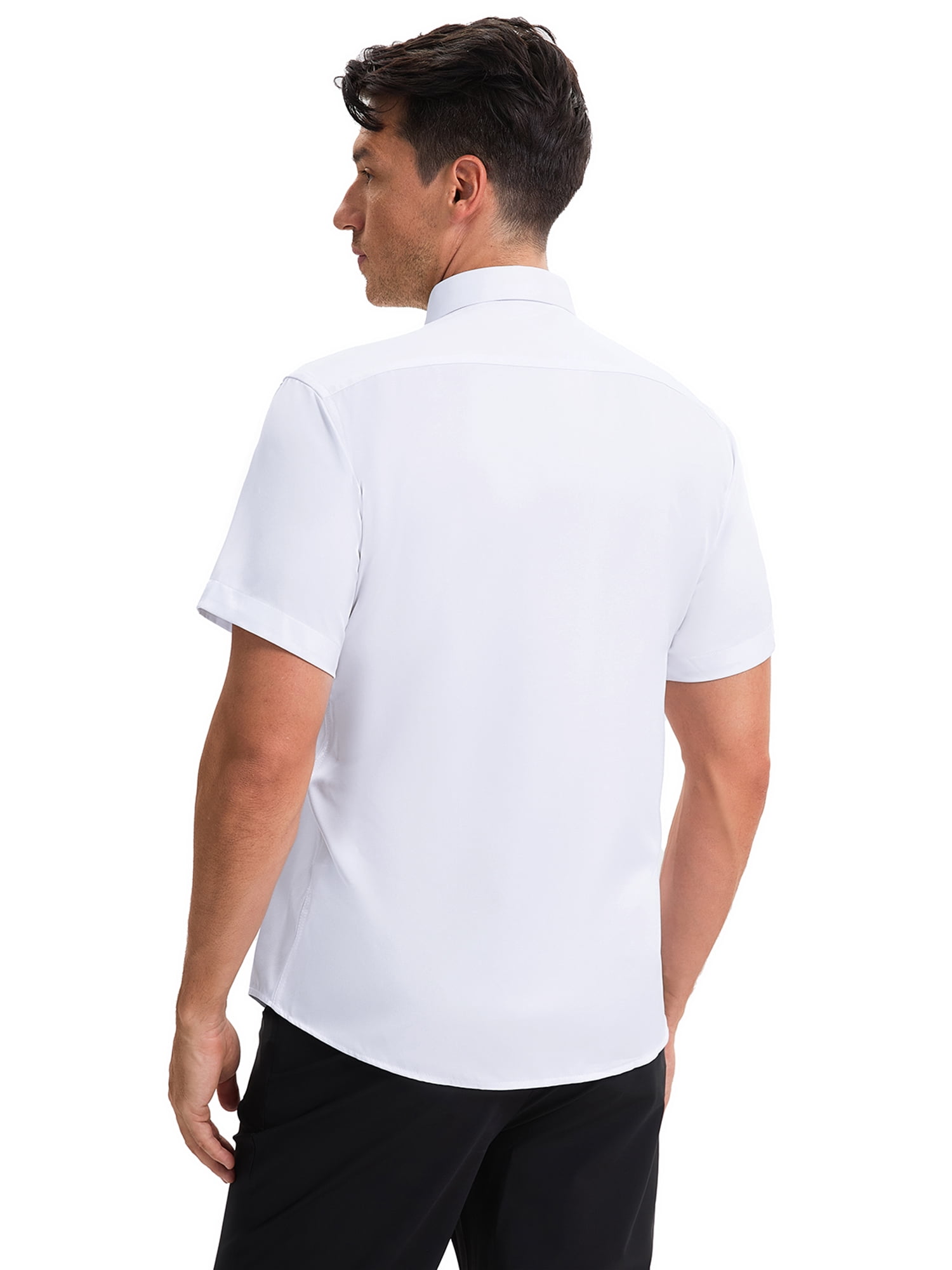 Unique Bargains Men's Short Sleeve Lightweight Business Formal Button Down Shirt M White