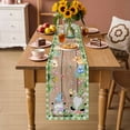 thumbnail image 2 of Happy Easter Table Runner - 60 Inch Long Gnomes Rabbit Flowers Green Check Wooden Cotton and Linen Blended Dress Scarves Farmhouse Table Runner for Kitchen Dining, Coffee Table, 13" x 60", 2 of 8