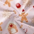 thumbnail image 5 of Pink Christmas Shower Curtain, Xmas Cartoon Cute Gingerbread Man House Snowflake Winter New Year Holiday Bathroom Curtain Waterproof Fabric Machine Washable with Hooks, 72" Wx72 L, 5 of 6