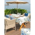 thumbnail image 5 of Outdoor Tablecloth with Umbrella Hole for Patio/Picnic/Party/Camping, Blue Floral Waterproof Table Cloth Rectangle Table Cover Washable, Spring Hydrangeas Flower Leaves Butterfly Green (60"x 84"), 5 of 9