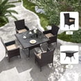 thumbnail image 2 of Kullavik 10-Piece Patio Outdoor Dining Set, Wicker Patio Furniture Set of 8 Rattan Chairs with Soft Cushions and Two Square Table with Umbrella Cutout, Sand, 2 of 7