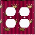 thumbnail image 3 of Metal Light Switch Plate Cover Elegant Yellow Crown Striped Burgundy Damask DAM086, 3 of 13