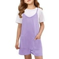 thumbnail image 2 of UACY Girls Summer Romper with Adjustable Straps, Sleeveless Loose Casual Jumpsuit Overalls Shorts Pants with Pockets (Purple, 7-8 Years), 2 of 8