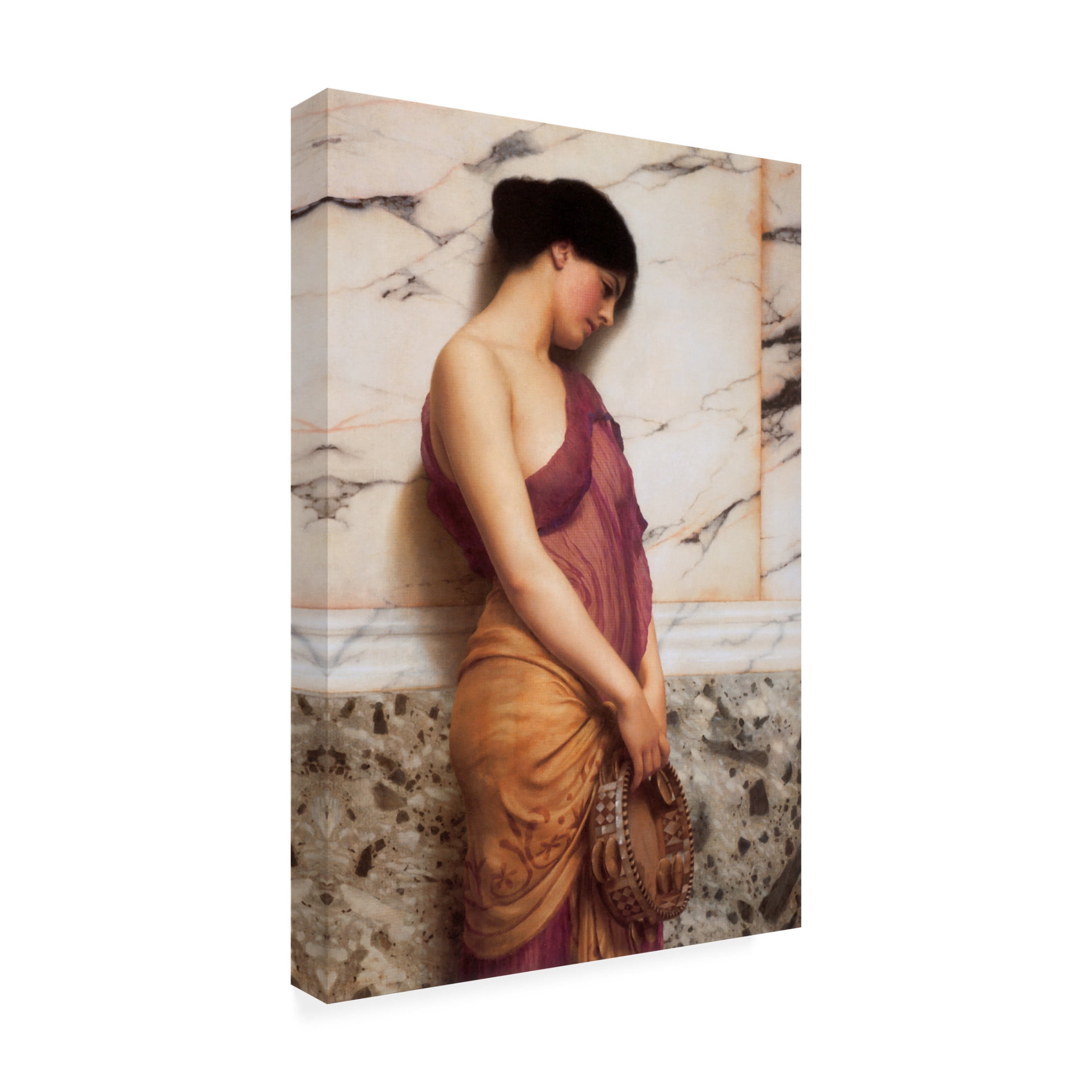 Canvas Wall Art - Masters Collection 'The Tambourine Girl John William Godward' Wall Art for Living Room, Bedroom, or Office Décor by Trademark Fine Art - 12 x 19 Inches