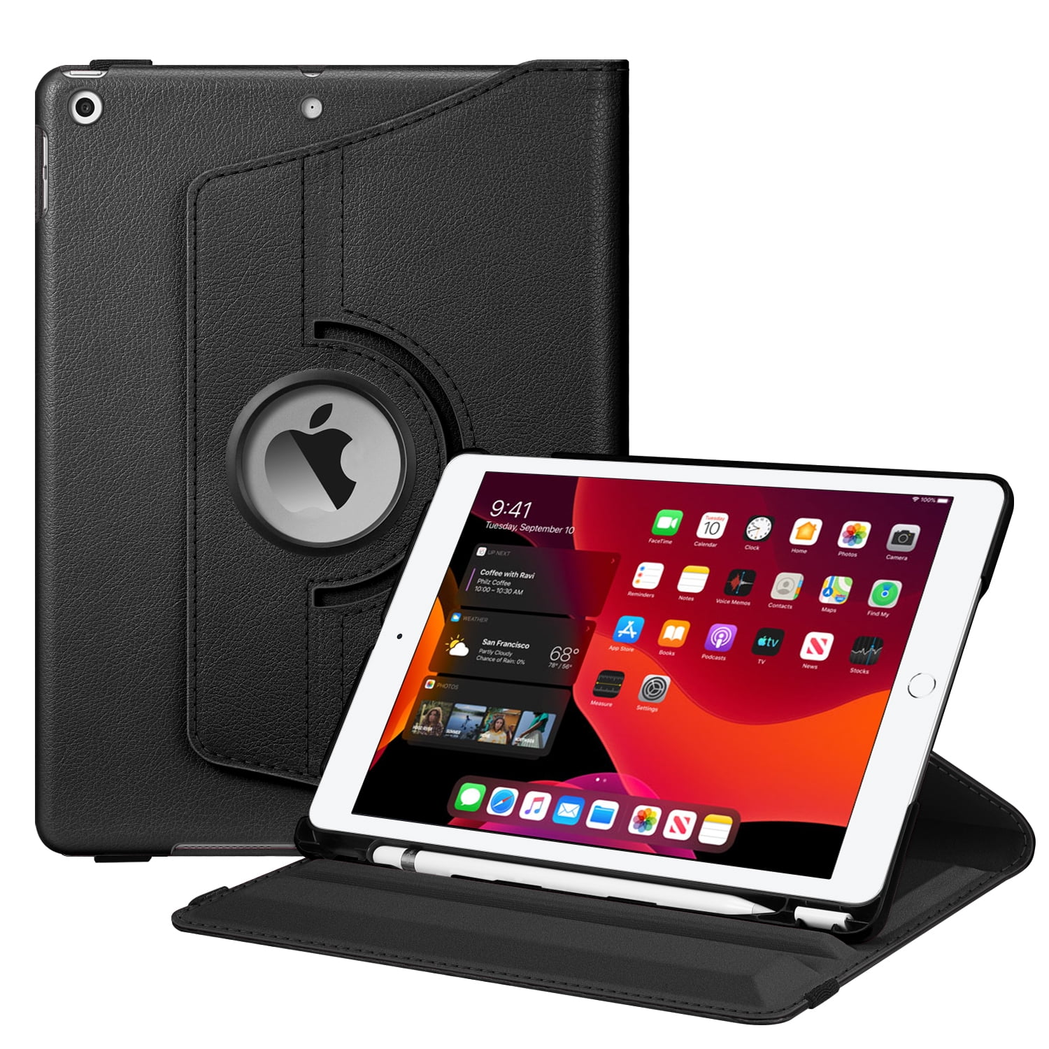 Fintie 360 Rotating Case for 10.2-inch iPad 9th/ 8th/ 7th Generation - Swivel Cover with Pencil Holder for iPad 10.2" (2021/ 2020 / 2019 Model)