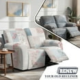 thumbnail image 3 of TSOVTHRID Patchwork Floral Pink Print Recliner Loveseat Covers Stretch Sofa Slipcover for Pet Loveseat Couch Covers with Pockets Recliner Cover for 2 Seat Sofa Couch, 3 of 7