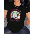 thumbnail image 1 of T-Shirt Femme Imprimé Chat et Lettre - Col Rond Décontracté, Manches Courtes, Mélange Polyester Extensible, Lavable en Machine - Parfait pour la Fête des Pères, Fête des Mères, Nouvel An, Festival de Printemps, Saint-Valentin, 1 of 7